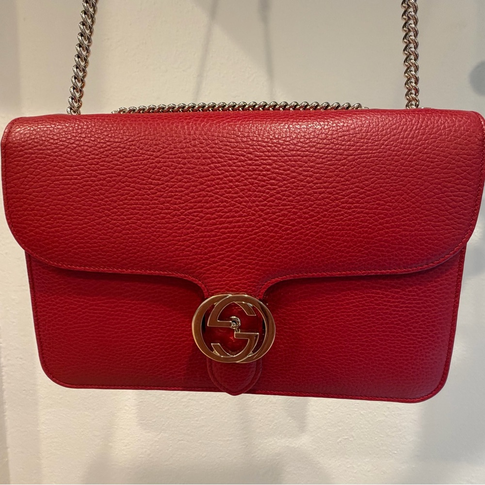 Gucci Red Leather Shoulder Bag